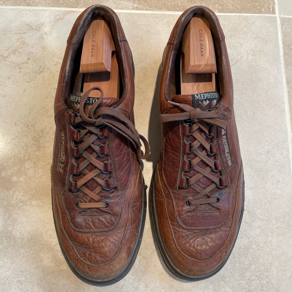 MEPHISTO MATCH Full Grain LEATHER Brown Walking OXFORD SHOE US 13 Quality tie